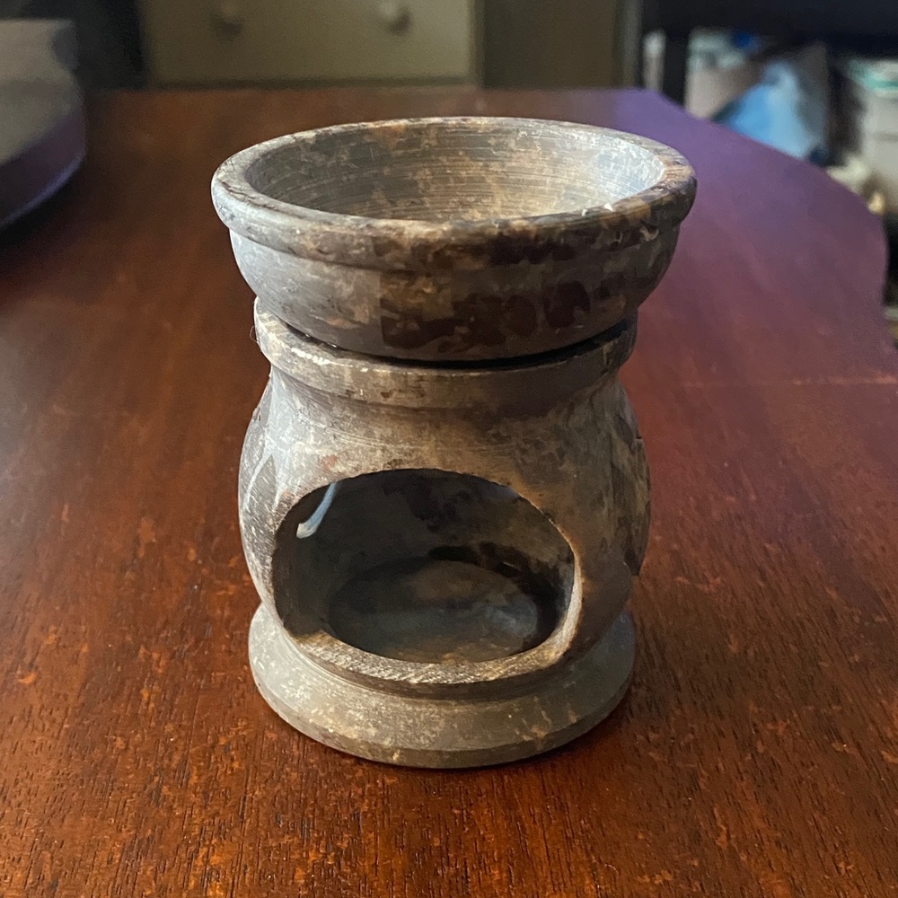 Hand made soapstone candle, melt warmer. 2 pieces